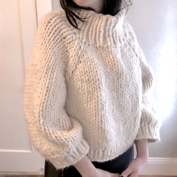 Hand Knit Chunky Wool Sweater - Picture 3 of 3